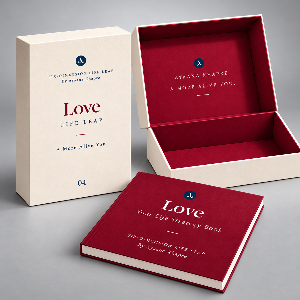 Love Life Leap product packaging in a studio setting