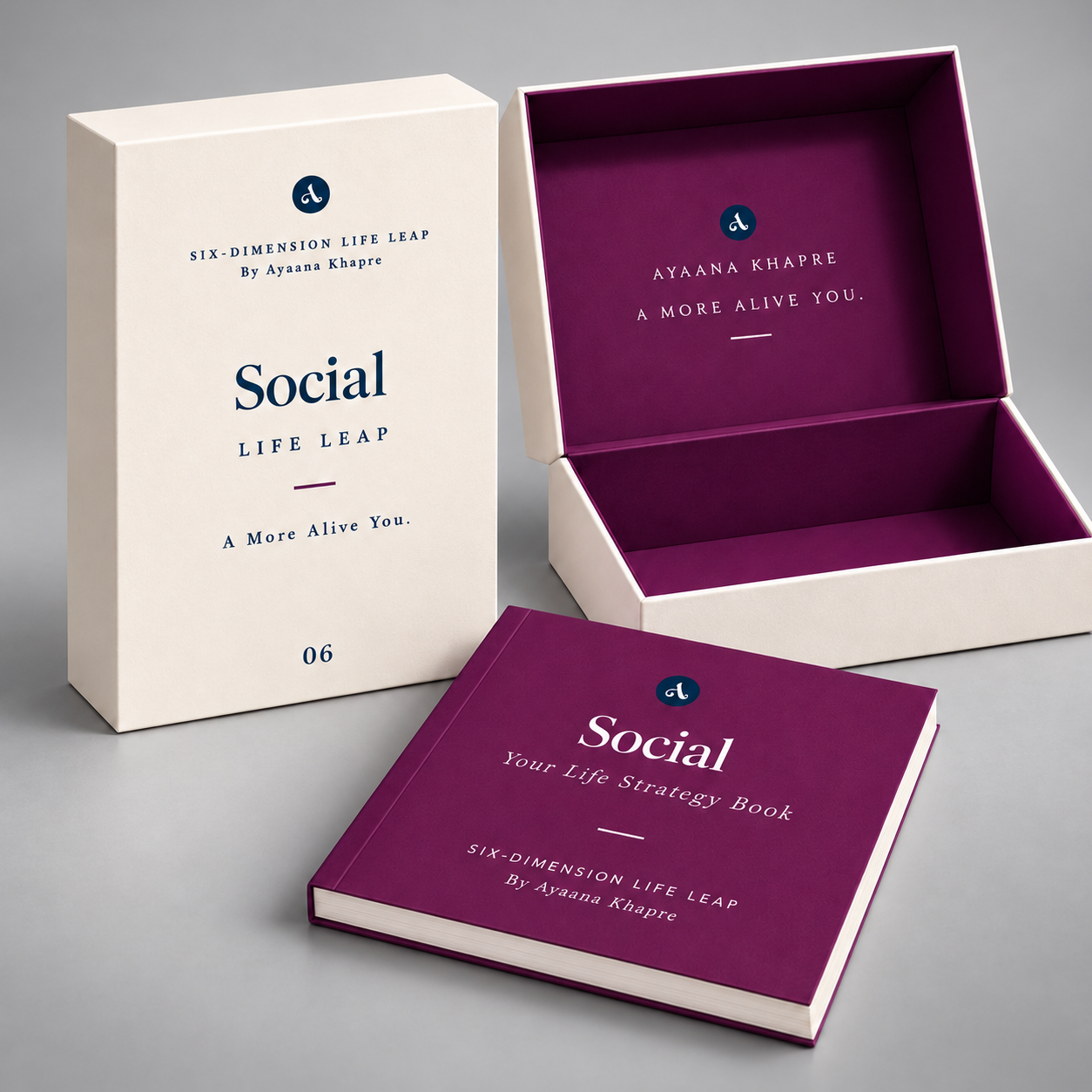 Social Life Life Leap product packaging in a studio setting